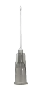 A close-up of a single Exel Disposable Hypodermic Needle, 22G x 1″, with a transparent plastic hub from MedPlus, displayed vertically against a white background. Price increase effective 6/24/25: $6.54 per box.