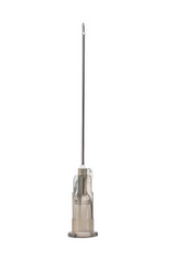 A single Exel Disposable Hypodermic Needle 22G x 1½“, available from MedPlus, is shown standing upright on a white background, emphasizing its compatibility with luer lock syringes.
