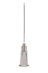 A single Exel Disposable Hypodermic Needle 27G x 1 ¼“ from MedPlus, featuring a luer lock compatible design for secure attachment and precise use, with a transparent plastic base and long, thin metal tip, is photographed on a white background. Price per box: $6.54 as of June 24, 2025.