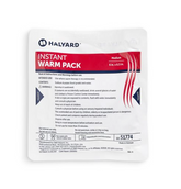The MedPlus Halyard Instant Warm Pack - Medium (6 in. x 6.5 in.) offers immediate heat therapy for pain relief and comes sealed in white packaging with red accents and usage instructions on the front.