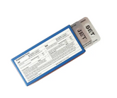 A blue plastic case with a credit card inside that contains Jet Set Natural - Herbal|Vitamin|Mineral Supplement (8 capsules) by Faire.com.