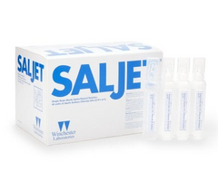 Box of Saljet Sterile Saline vials for single-use medical applications by HealthyKin.