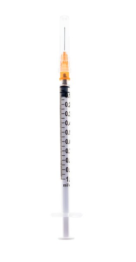 The MedPlus Exel 1ml (1cc) Syringe/Needle Combination Slip Tip 25g x 1" (50 pack) is a sterile, single-use syringe with measurement markings and needle, shown with protective cap. Price increase to $16.21/box effective 6/24/25.