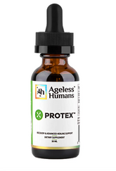 A 30 mL brown dropper bottle labeled "Faire.com Protex™ Advanced Tissue Recovery & Repair (BPC157 & TB500)" supports tissue repair and recovery with advanced ingredients for optimal healing.