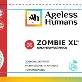 Packaging for Faire.com's Zombie XL ®: Senescent Cell Activator, a senescent cell destroyer promoting senolytic autophagy. Contains 21 vegan, non-GMO capsules.