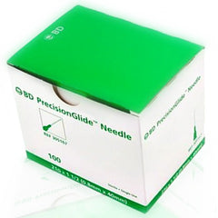 A white and green MedPlus BD PrecisionGlide Hypodermic Needles box contains 50 sterile 21G x 1½" needles, priced at $10.13 per box as of 6/24/25.