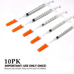 10pcs EasyTouch Insulin Syringes 1cc (1ml) x 30G x 1/2" - 1 BAG (10 SYRINGES) by MHC.