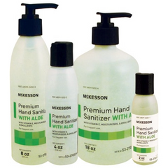 HealthyKin McKesson Premium Hand Sanitizer w/Aloe (4 oz. bottle) effectively eliminates bacteria.