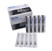 Nipro 1cc (1ml) 22G x 1 1/2" Luer Lock Syringe and Hypodermic Needle Combo (50 pack), shown boxed and individually wrapped, ideal for luer lock syringe use.