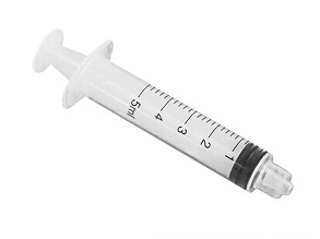 A 5cc (5ml) 30G x 1/2" Luer-Lock Syringe & Hypodermic Needle Combo (50 pack) by Nipro equipped with a luer lock and a sharp hypodermic needle.