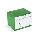 A green and white MedPlus box labeled "BD PrecisionGlide Hypodermic Needles," 21G x 1" (0.8 mm x 25 mm), contains 50 sterile needles per pack. Price: $10.13 per box as of 6/24/25.