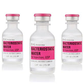 Three bottles of Bacteriostatic Water 30ml (3 pack) with benzyl alcohol from Henry Schein.