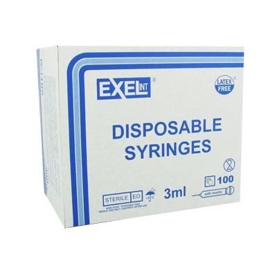 Exel Luer-Lock 3mL Disposable Syringe with Needle (25 Pack