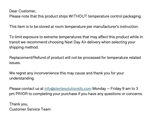 Notice: Injection Kit for Weight Loss Regimens (6 Month Supply) ships without temperature-control packaging. For sensitive items, please select Next Day Air. For questions, contact us. Price increased by $30.28 from $24.53 on 5/1/25 (all Exel items).
