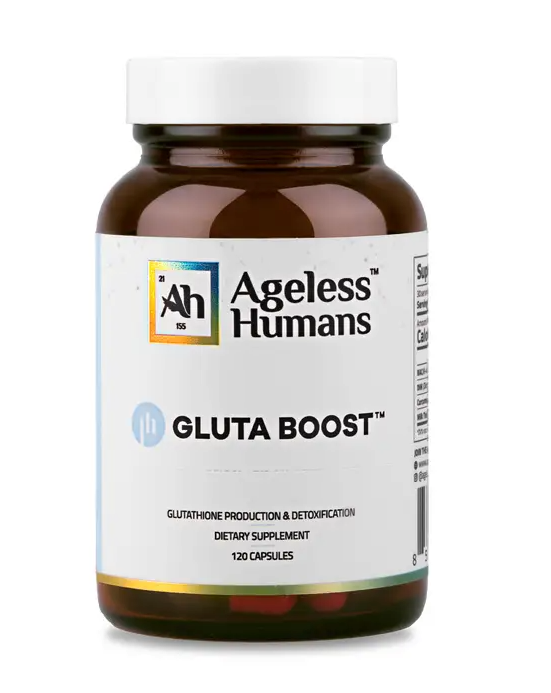 The brown bottle of Faire.com Glutaboost®: Glutathione Precursor has 120 capsules, labeled for enhanced glutathione production and detoxification. This potent antioxidant formula also aids in improving insulin sensitivity.