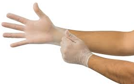 A man wearing a pair of MedPlus Ansell MICRO-TOUCH® ELITE® Powder-Free Synthetic Medical Exam Gloves (LRG) on a white background.