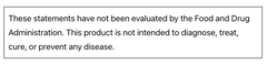 Text warning that Melatropin® Tanning Pills (60 count) claims have not been evaluated by the FDA and is not intended to diagnose, treat, cure, or prevent any disease.