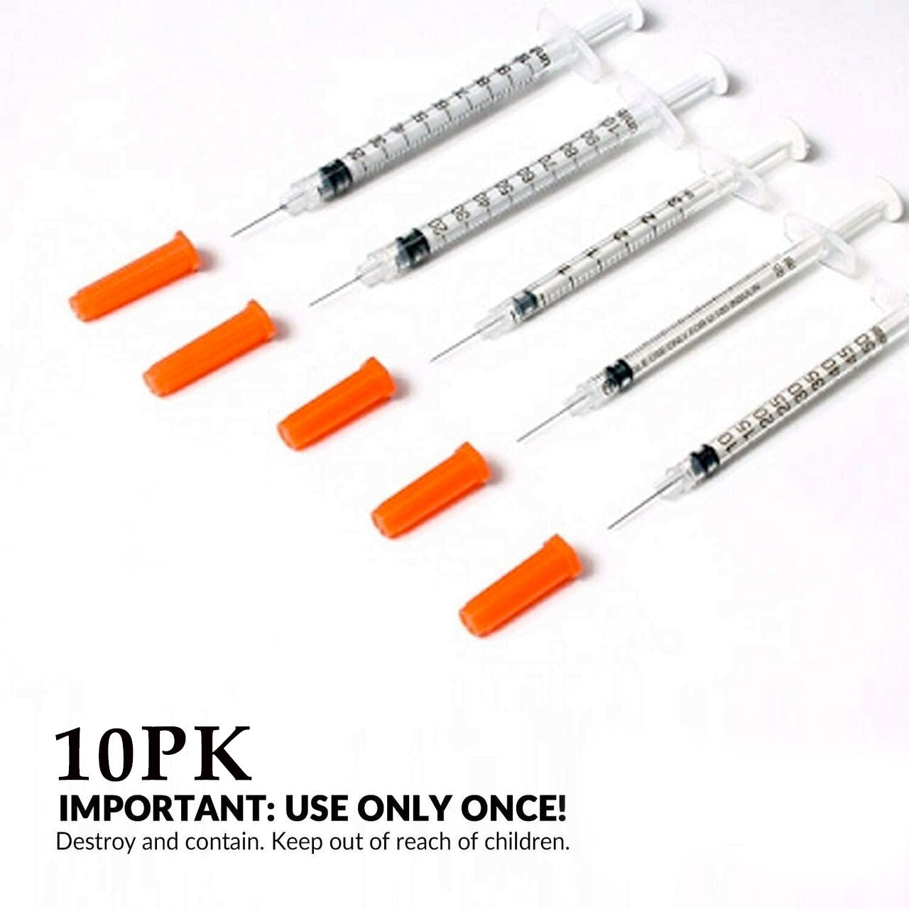 10pcs EasyTouch Insulin Syringes 1cc (1ml) x 30G x 1/2" - 1 BAG (10 SYRINGES) by MHC.