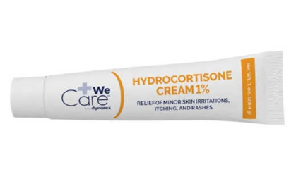 A tube of Dynarex Hydrocortisone Cream 1% (1 oz. tube) on a white background.