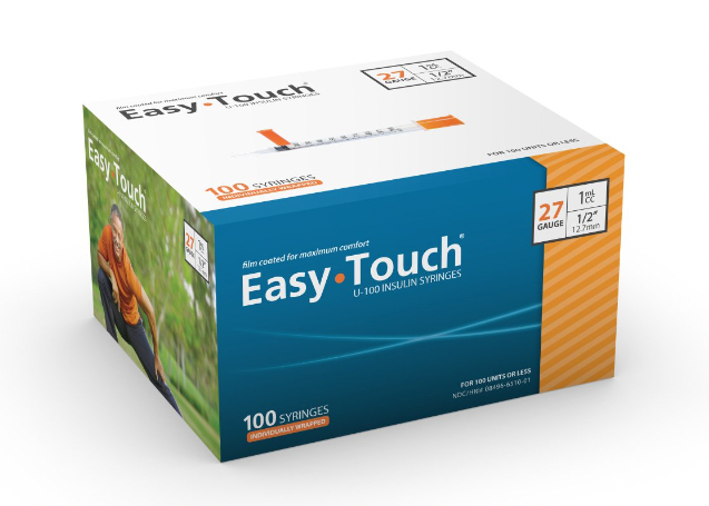 MHC EasyTouch Insulin Syringes 1cc (1ml) x 27G x 1/2" - 1 BOX (100 SYRINGES) - comfortable injection of 100 pcs.