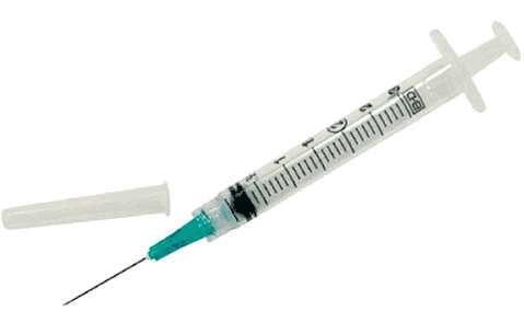 A MedNeedles/MedPlus BD 3cc (3ml) 21G x 1 1/2" Luer-Lok Syringe w/ PrecisionGlide Needle (10 pack) with a hypodermic needle attached to it.