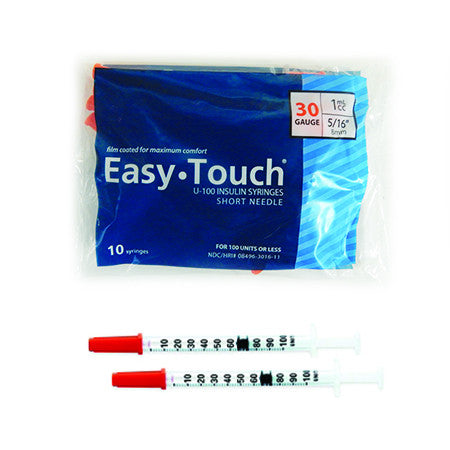 MHC EasyTouch Insulin Syringes 1cc (1ml) x 30G x 5/16" - 5 BAGS (50 SYRINGES) - comfortable injection in a package of MHC Insulin Syringes.