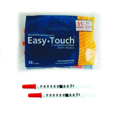 MHC EasyTouch Insulin Syringe package with comfortable injection.